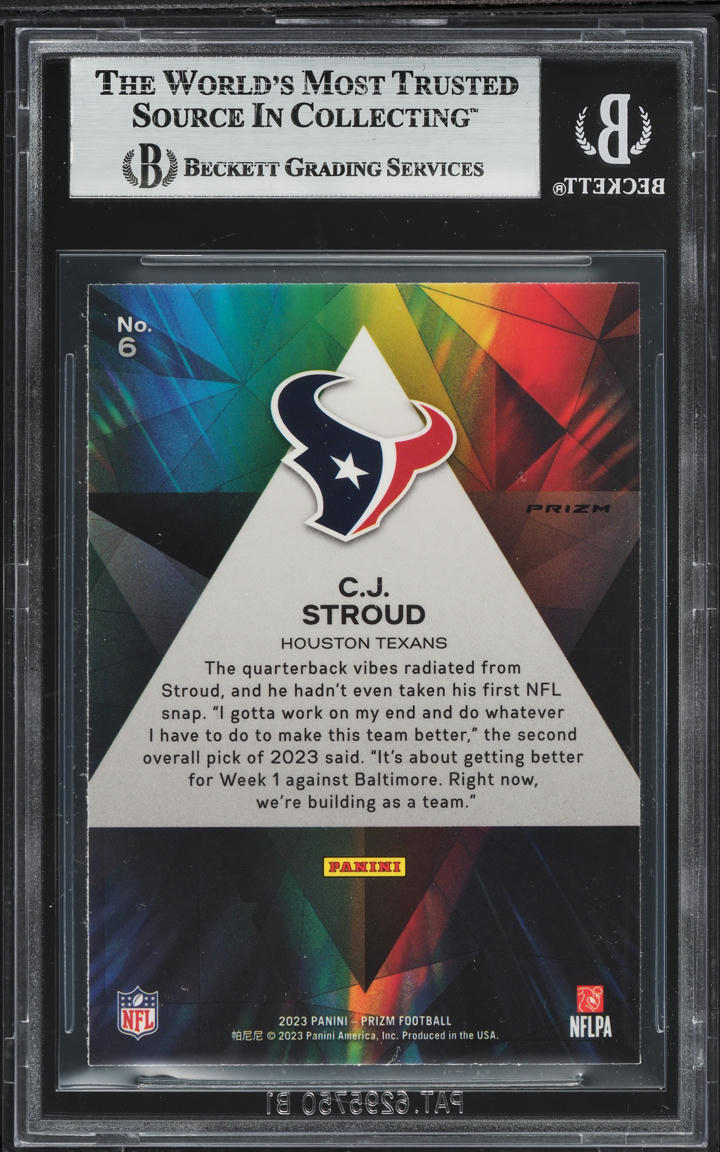 2023 Panini Prizm Prizmatic Green C.J. Stroud ROOKIE #6 BGS 9 MINT