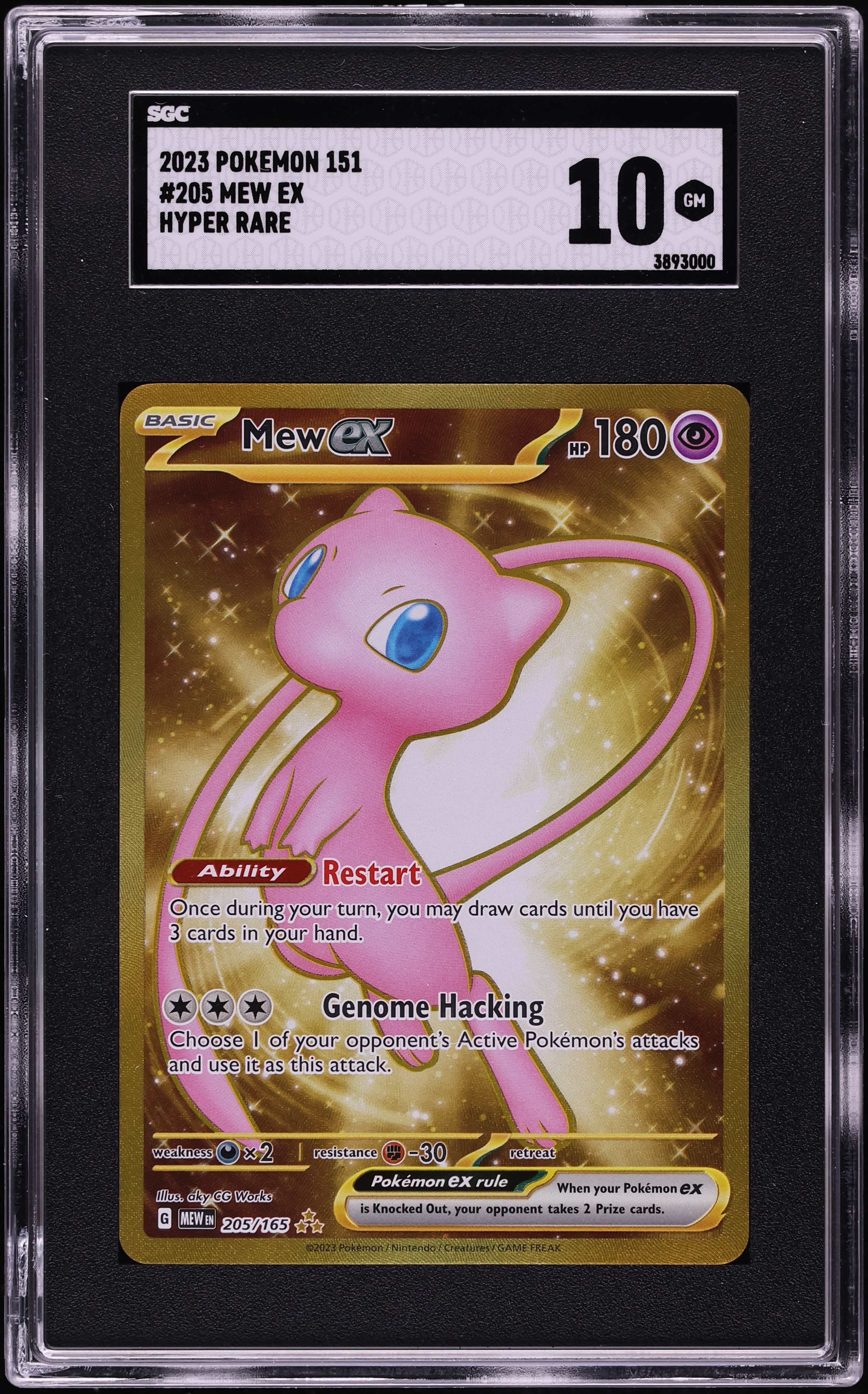 2023 Pokemon Scarlet & Violet 151 Gold Rare Mew EX #205 SGC 10 GEM MINT