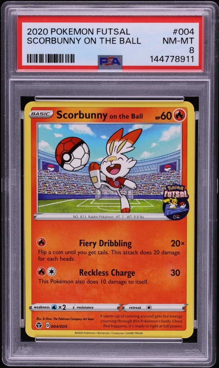 2020 Pokemon Sword & Shield Futsal Scorbunny On The Ball #4 PSA 8 NM-MT
