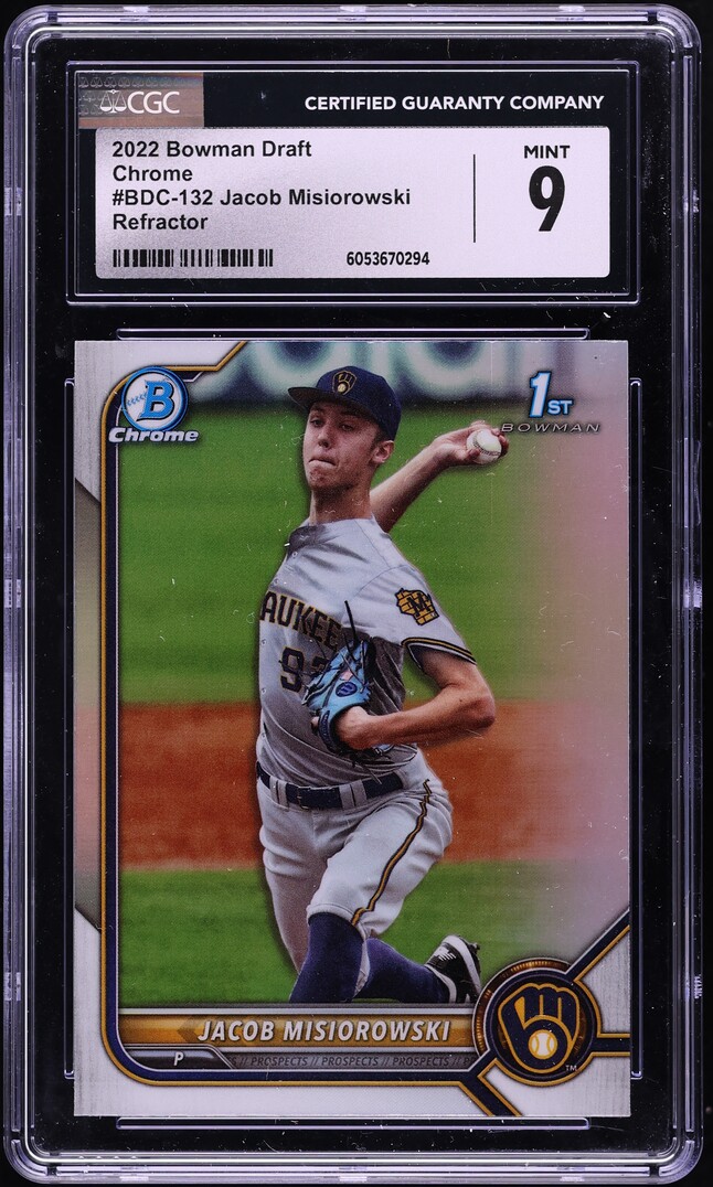 2022 Bowman Chrome Draft Refractor Jacob Misiorowski PROSPECT #BDC-132 CGC 9