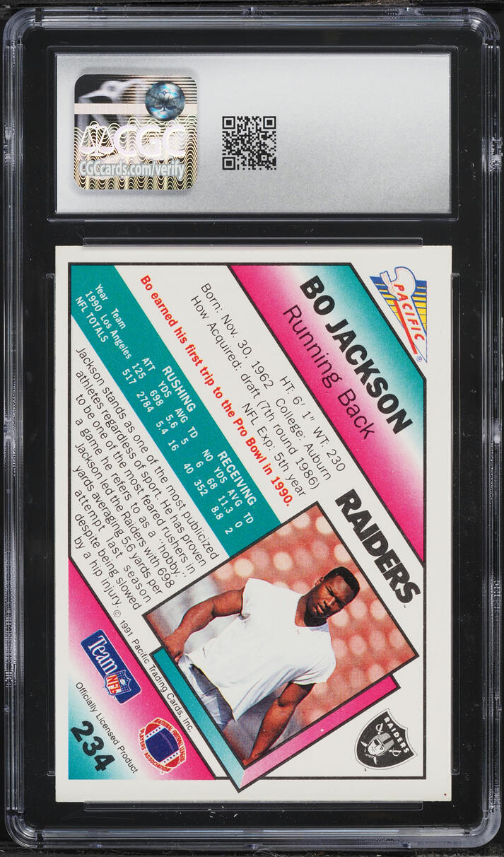 1991 Pacific Football Bo Jackson #234 CGC 4.5 VGEX+
