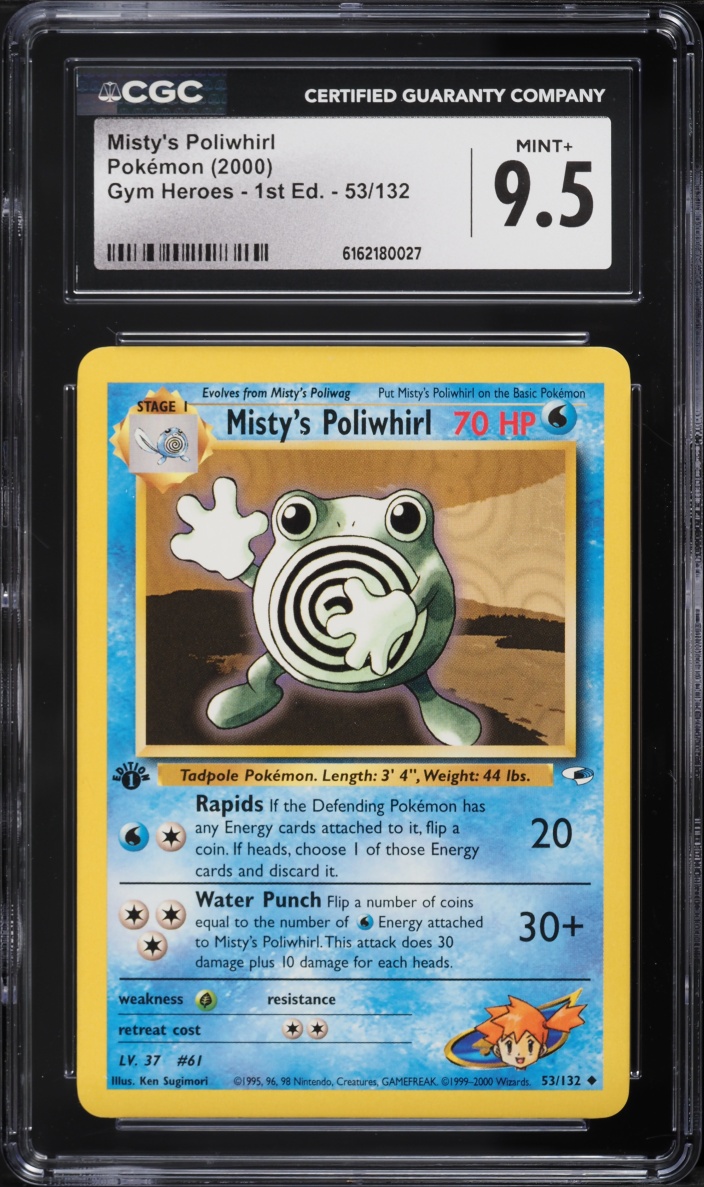 2000 Pokemon Gym Heroes 1st Edition Misty's Poliwhirl #53 CGC 9.5 MINT+