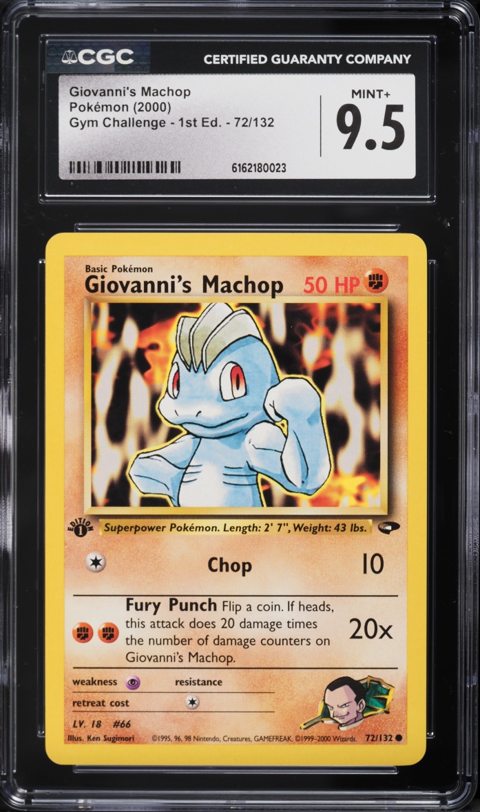 2000 Pokemon Gym Challenge 1st Edition Giovanni's Machop #72 CGC 9.5 MINT+