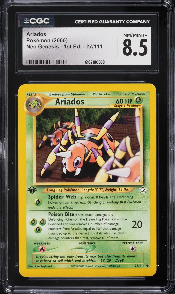 2000 Pokemon Neo Genesis 1st Edition Ariados #27 CGC 8.5 NM-MT+