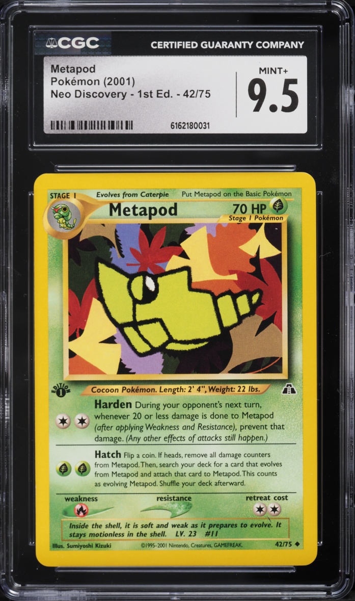 2001 Pokemon Neo Discovery 1st Edition Metapod #42 CGC 9.5 MINT+
