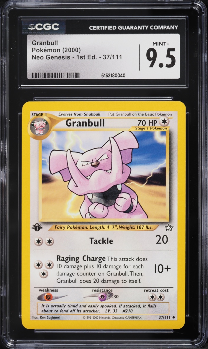 2000 Pokemon Neo Genesis 1st Edition Granbull #37 CGC 9.5 MINT+