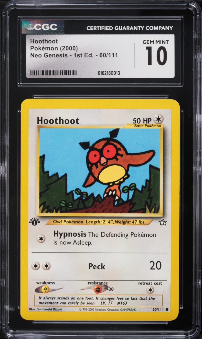 2000 Pokemon Neo Genesis 1st Edition Hoothoot #60 CGC 10 GEM MINT