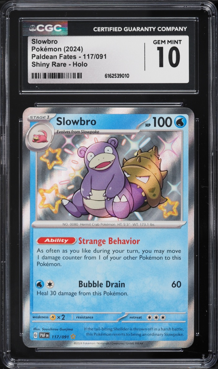 2024 Pokemon Scarlet & Violet Paldean Fates Holo Shiny Slowbro #117 CGC 10 GEM MINT