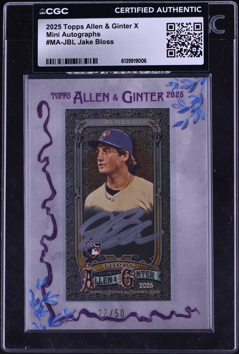 2025 Topps Allen & Ginter X Mini Jake Bloss ROOKIE AUTO /50 #MA-JBL CGC ...