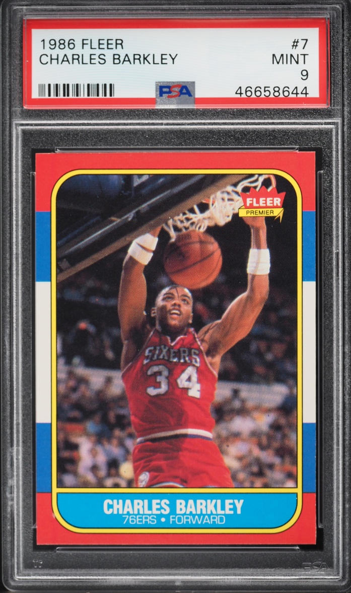 1986 Fleer Basketball Charles Barkley ROOKIE #7 PSA 9 MINT