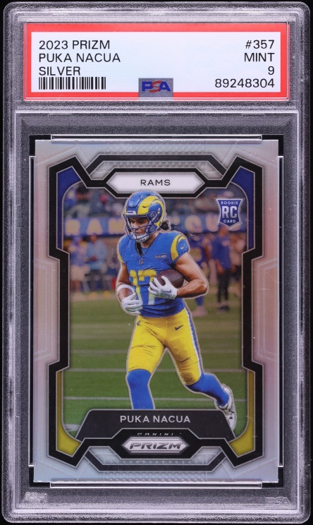 2023 Panini Prizm Silver Puka Nacua ROOKIE #357 PSA 9 MINT