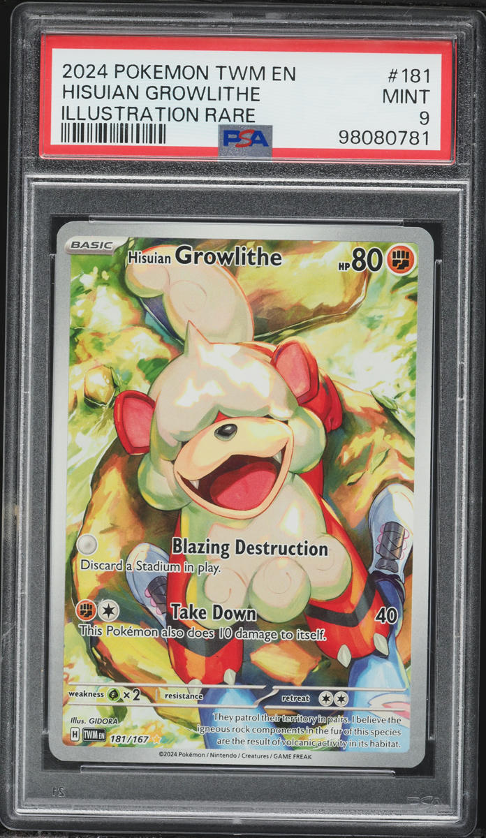 2024 Pokemon Scarlet & Violet Twilight Masquerade IR Hisuian Growlithe #181 PSA 9 MINT