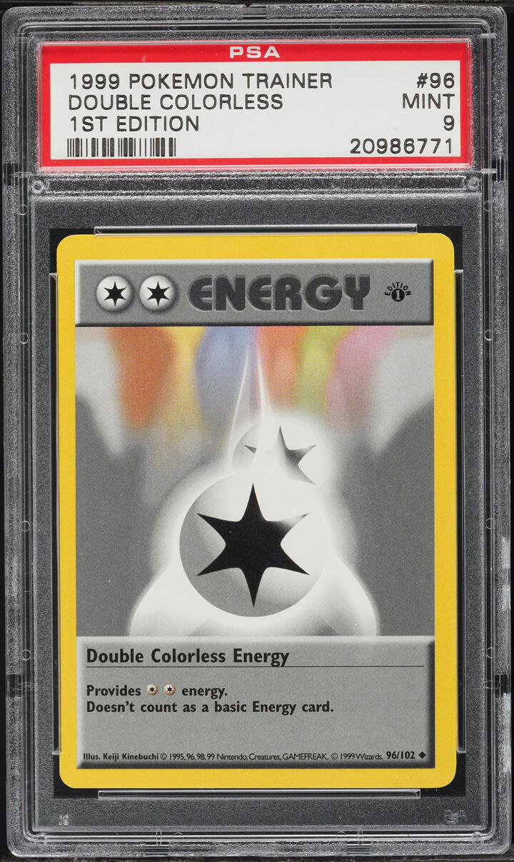 1999 Pokemon Base Set Shadowless 1st Edition Double Colorless Energy #96 PSA 9 MINT