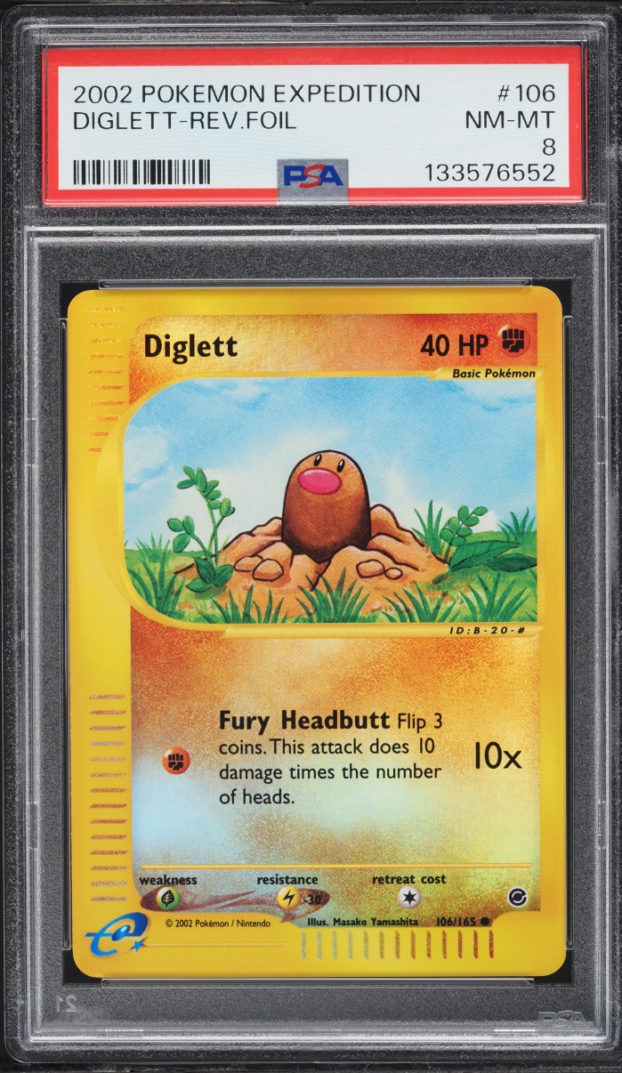 2002 Pokemon Expedition Reverse Holo Diglett #106 PSA 8 NM-MT