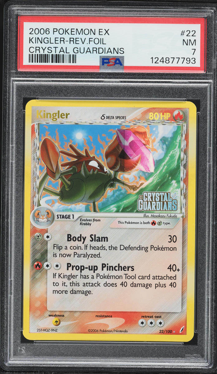 2006 Pokemon EX Crystal Guardians Reverse Holo Kingler #22 PSA 7 NRMT