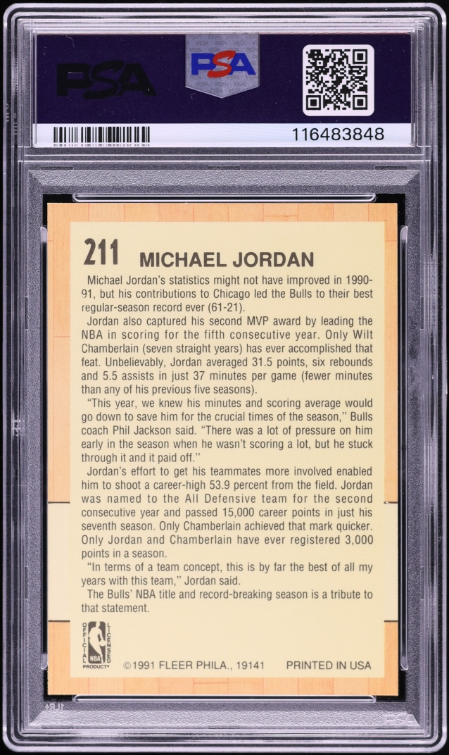 1991 Fleer Basketball Michael Jordan #211 PSA 7 NRMT