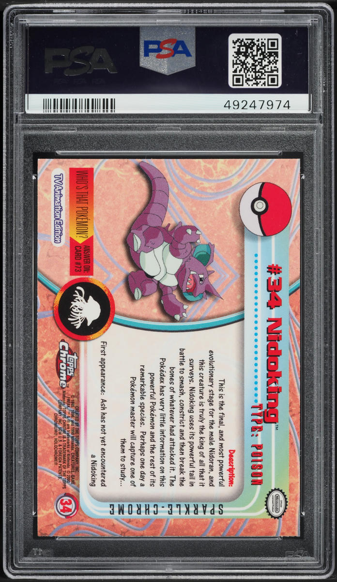 2000 Topps Chrome Pokemon Series 1 Sparkle Nidoking #34 PSA 10 GEM MINT