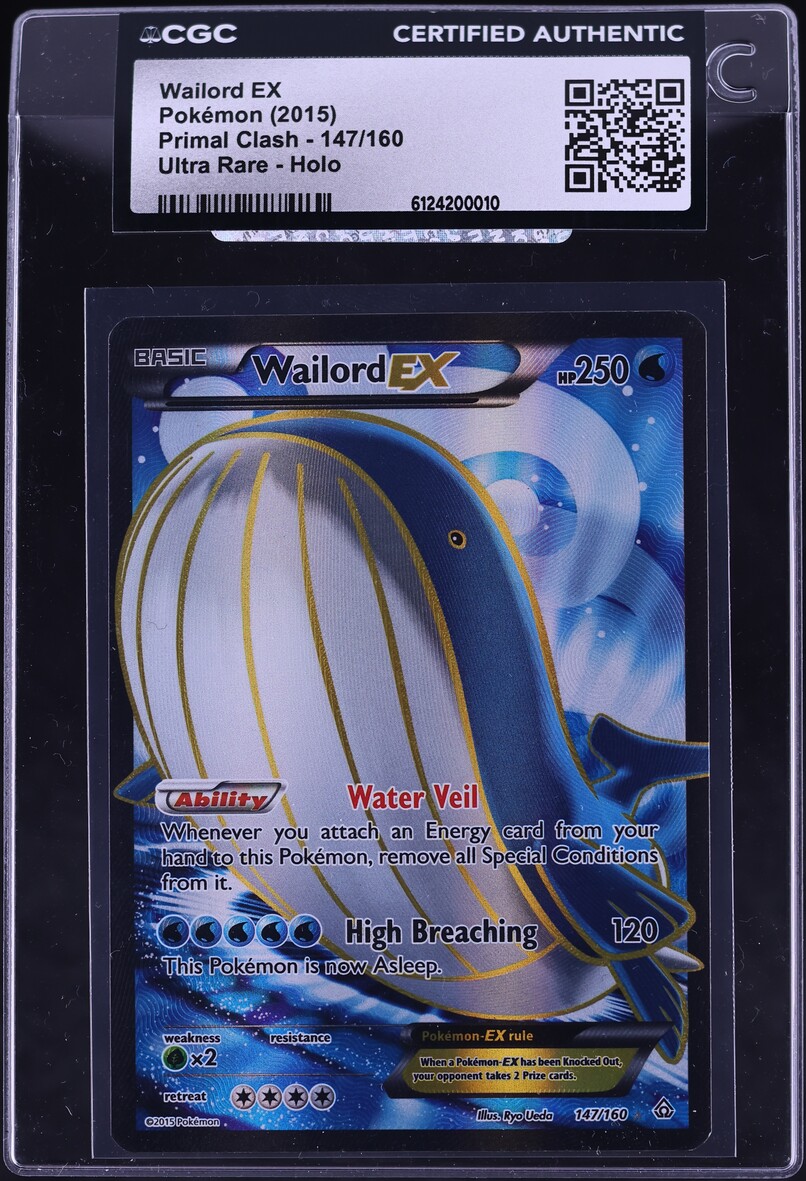 2015 Pokemon XY Primal Clash Full Art Wailord EX #147 CGC AUTH