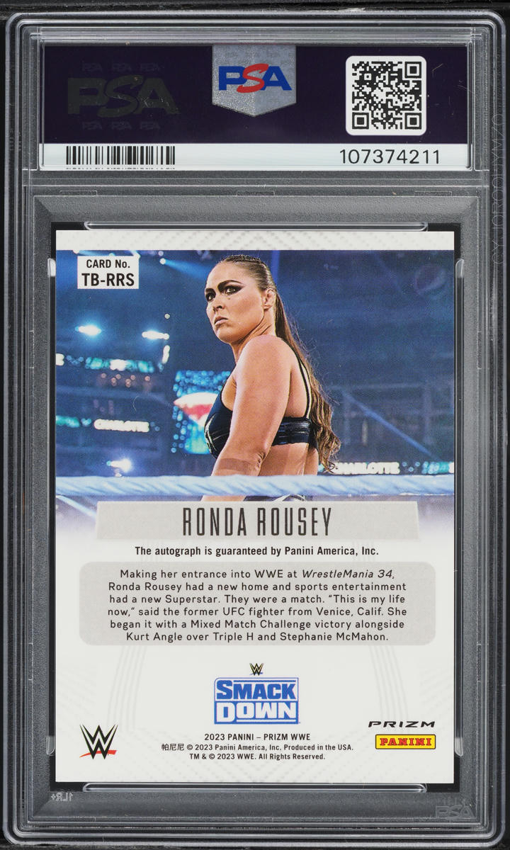 2023 Panini Prizm WWE Throwback Undercard Ronda Rousey AUTO #TB-RRS PSA 10 GEM