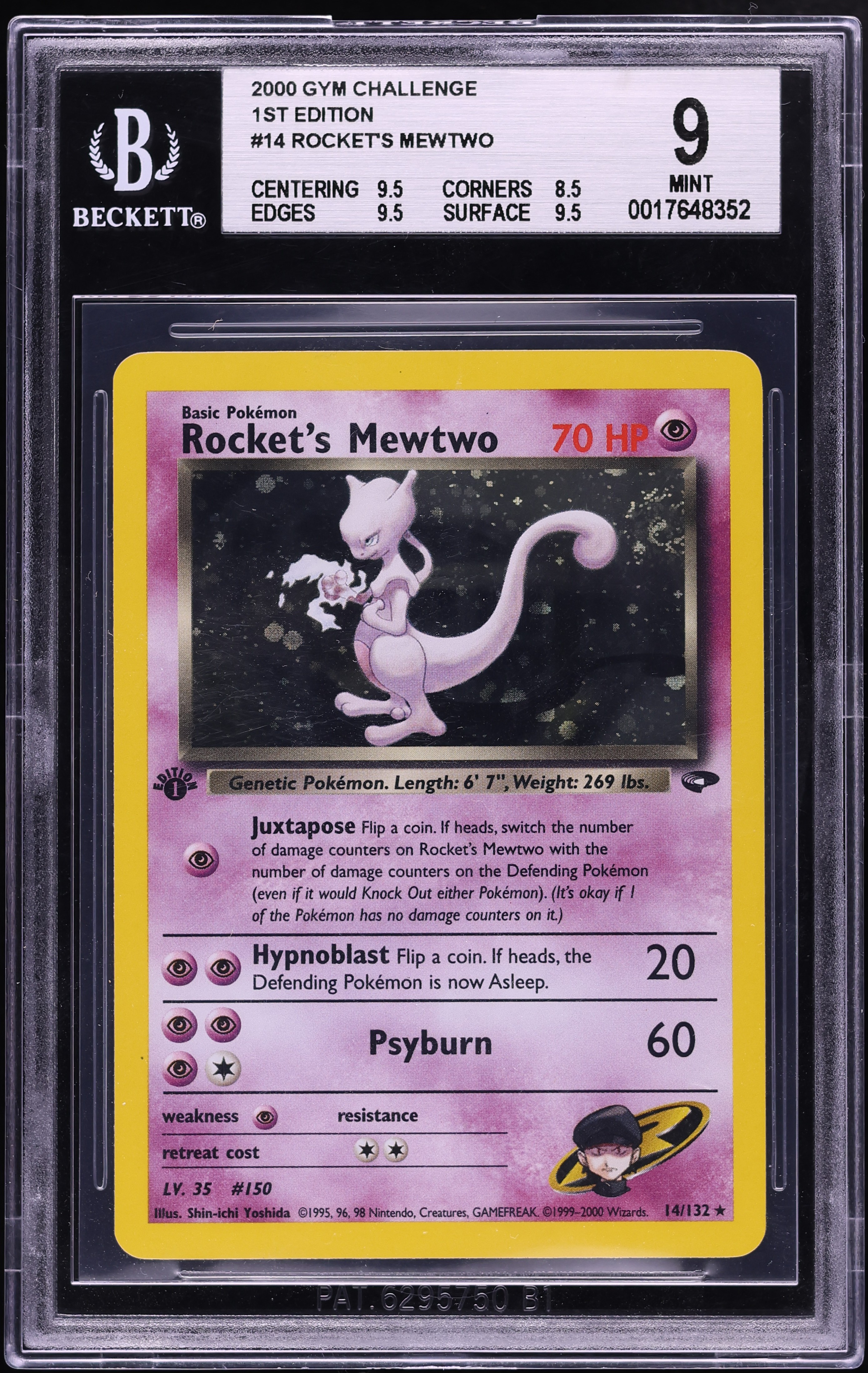 2000 Pokemon Gym Challenge 1st Edition Holo Rocket's Mewtwo #14 BGS 9 MINT