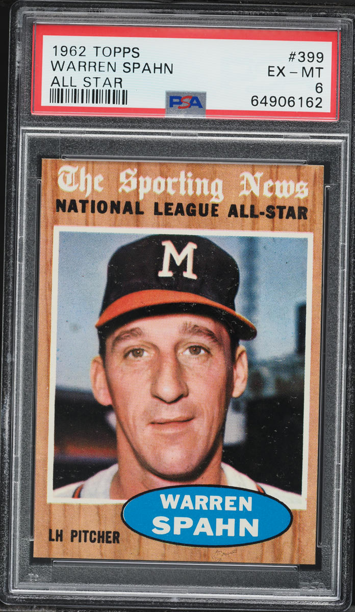 1962 Topps All Star Warren Spahn #399 PSA 6 EXMT
