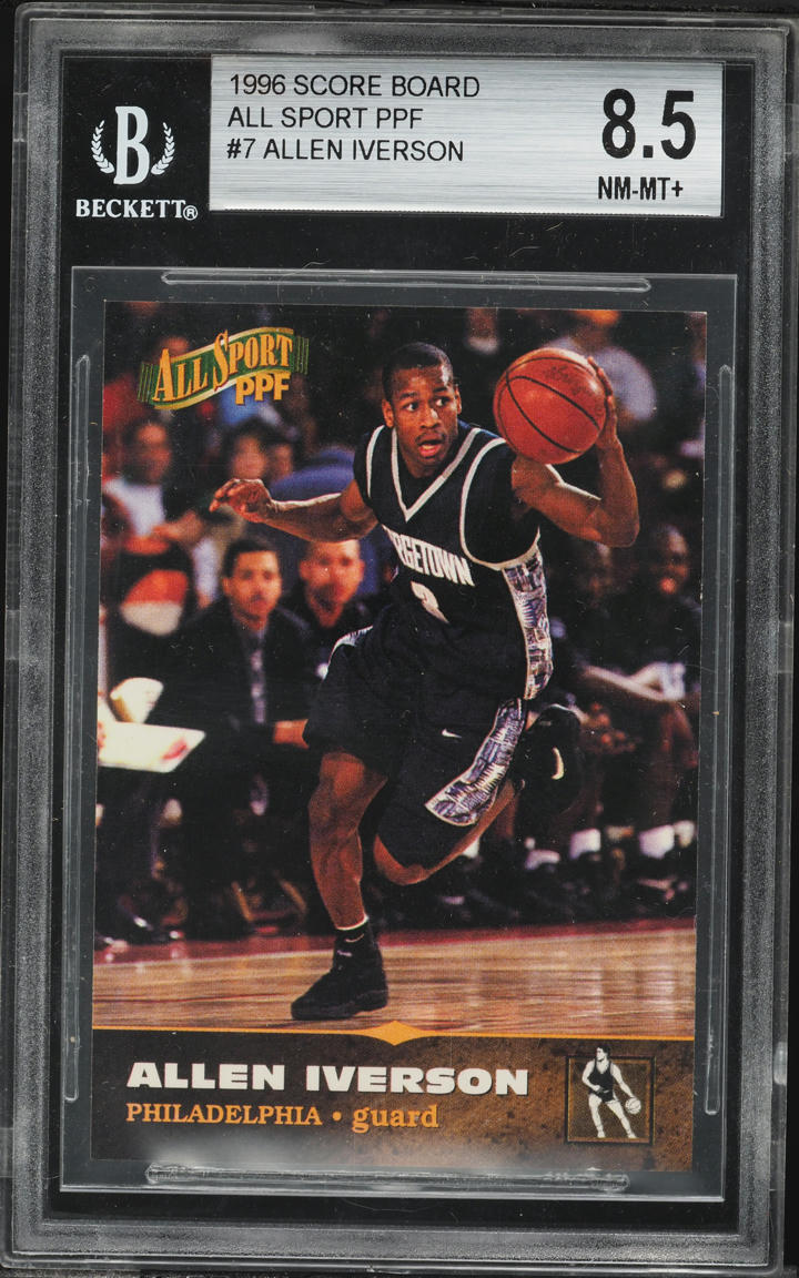 1996 Score Board All Sport PPF Allen Iverson ROOKIE #7 BGS 8.5 NM-MT+