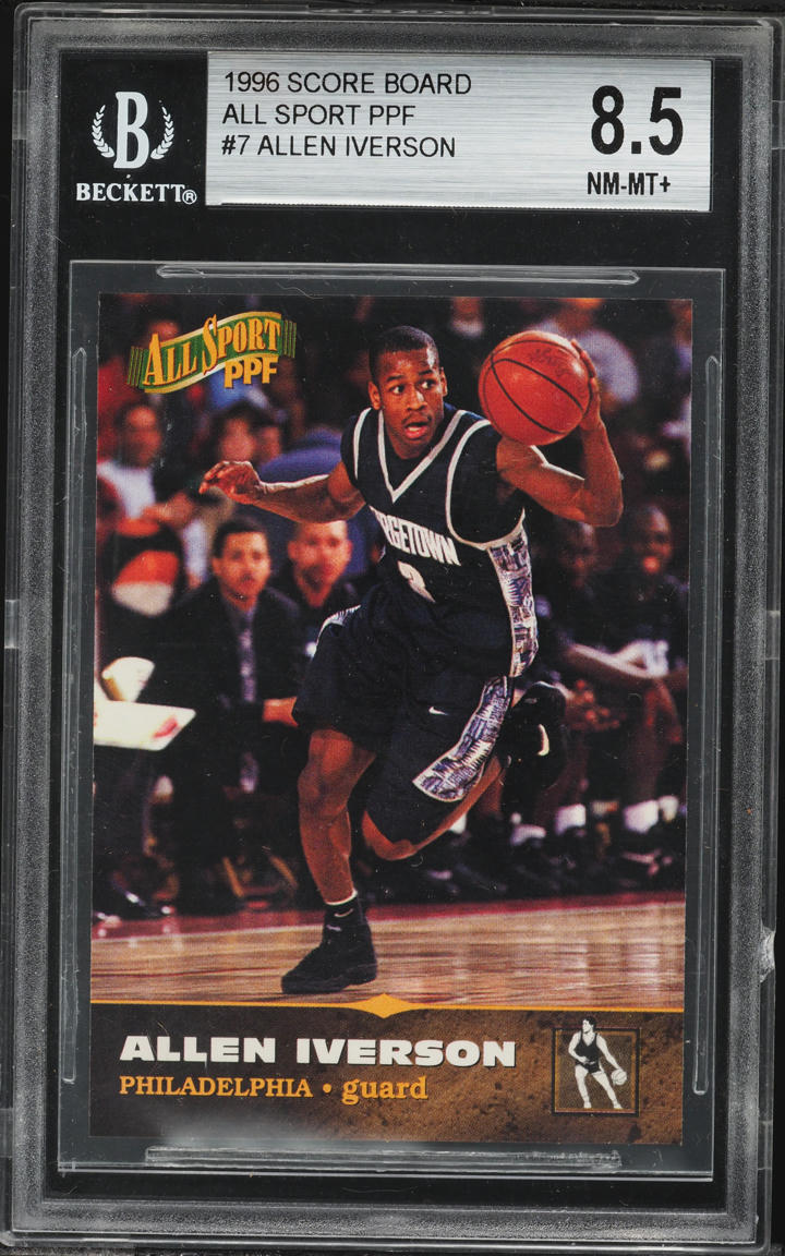 1996 Score Board All Sport PPF Allen Iverson ROOKIE #7 BGS 8.5 NM-MT+