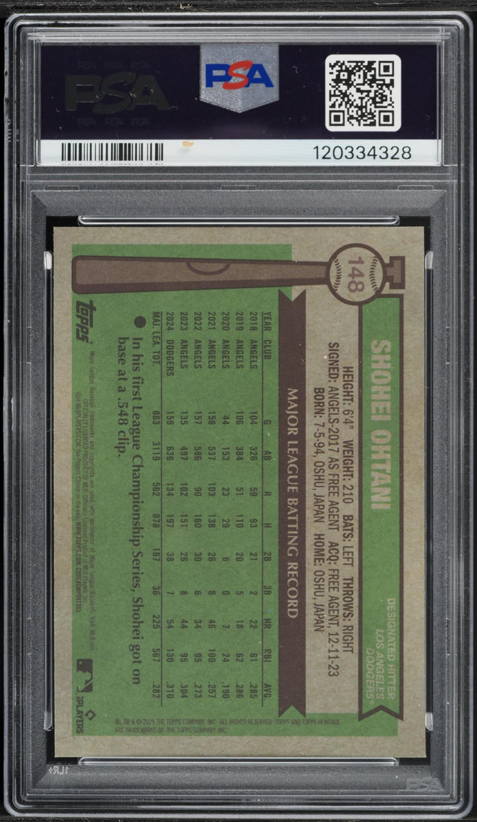 2025 Topps Heritage Chrome Light Blue Sparkle Refractor Shohei Ohtani #148 PSA 10 GEM MINT