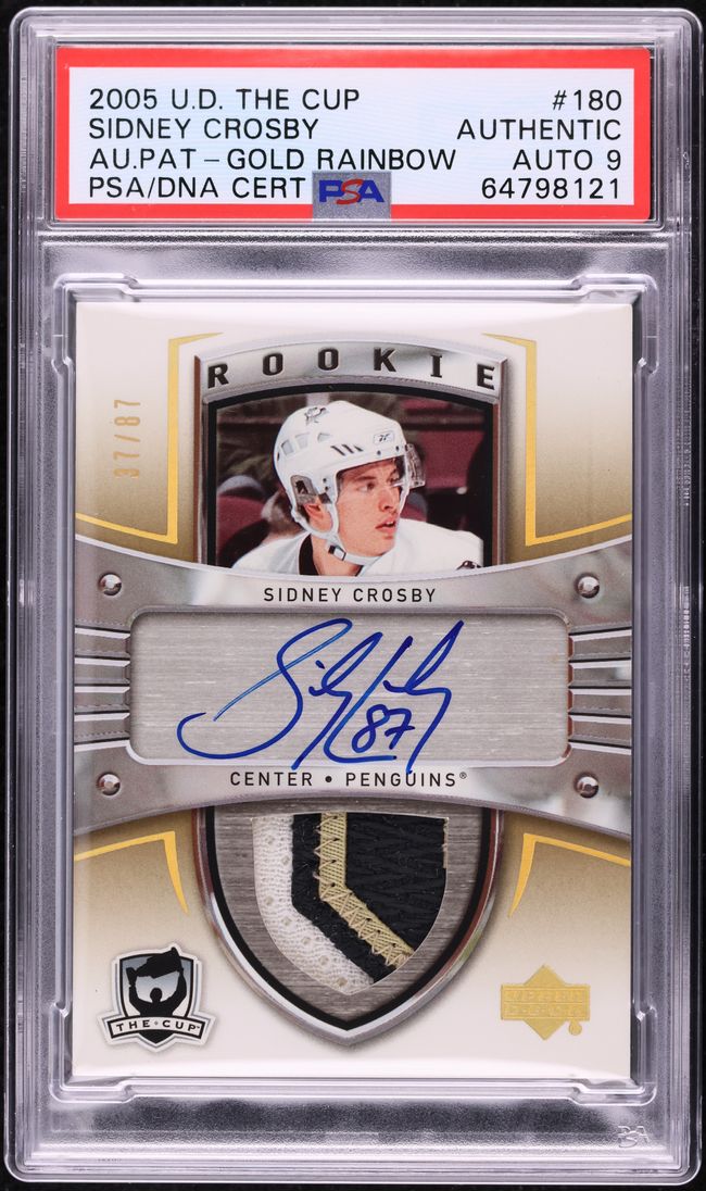 2005 UD The Cup Gold Rainbow Sidney Crosby ROOKIE PATCH AUTO /87 DNA 9 PSA AUTH