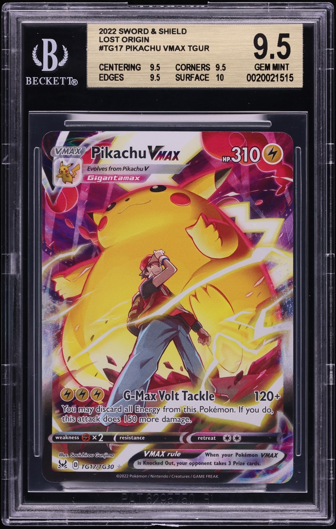 2022 Pokemon Sword & Shield Lost Origin Pikachu VMAX #TG17 BGS 9.5 GEM MINT