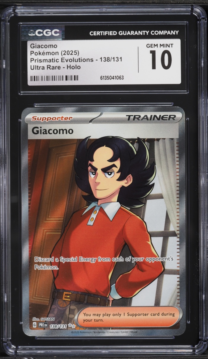 2025 Pokemon Scarlet & Violet Prismatic Evolutions Full Art Giacomo #138 CGC 10 GEM MINT