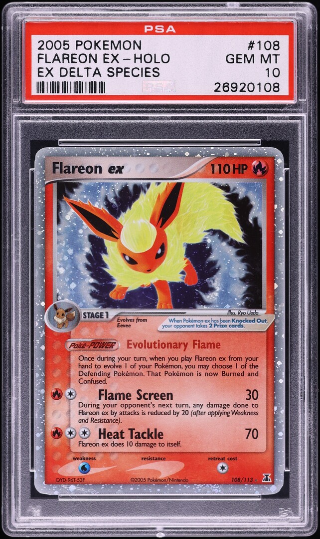 2005 Pokemon EX Delta Species Holo Flareon ex #108 PSA 10 GEM MINT