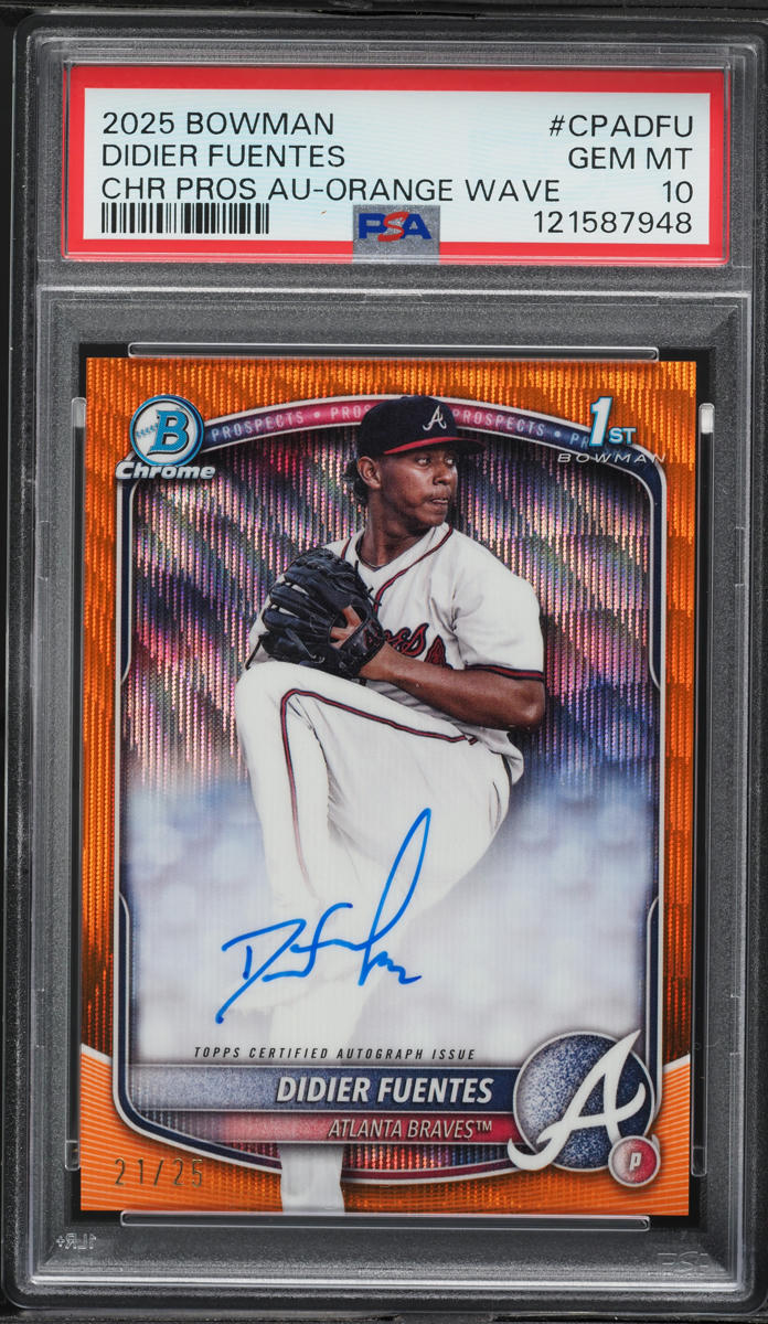 2025 Bowman Chrome Orange Wave Didier Fuentes PROSPECT AUTO /25 #CPA-DFU PSA 10 GEM MINT