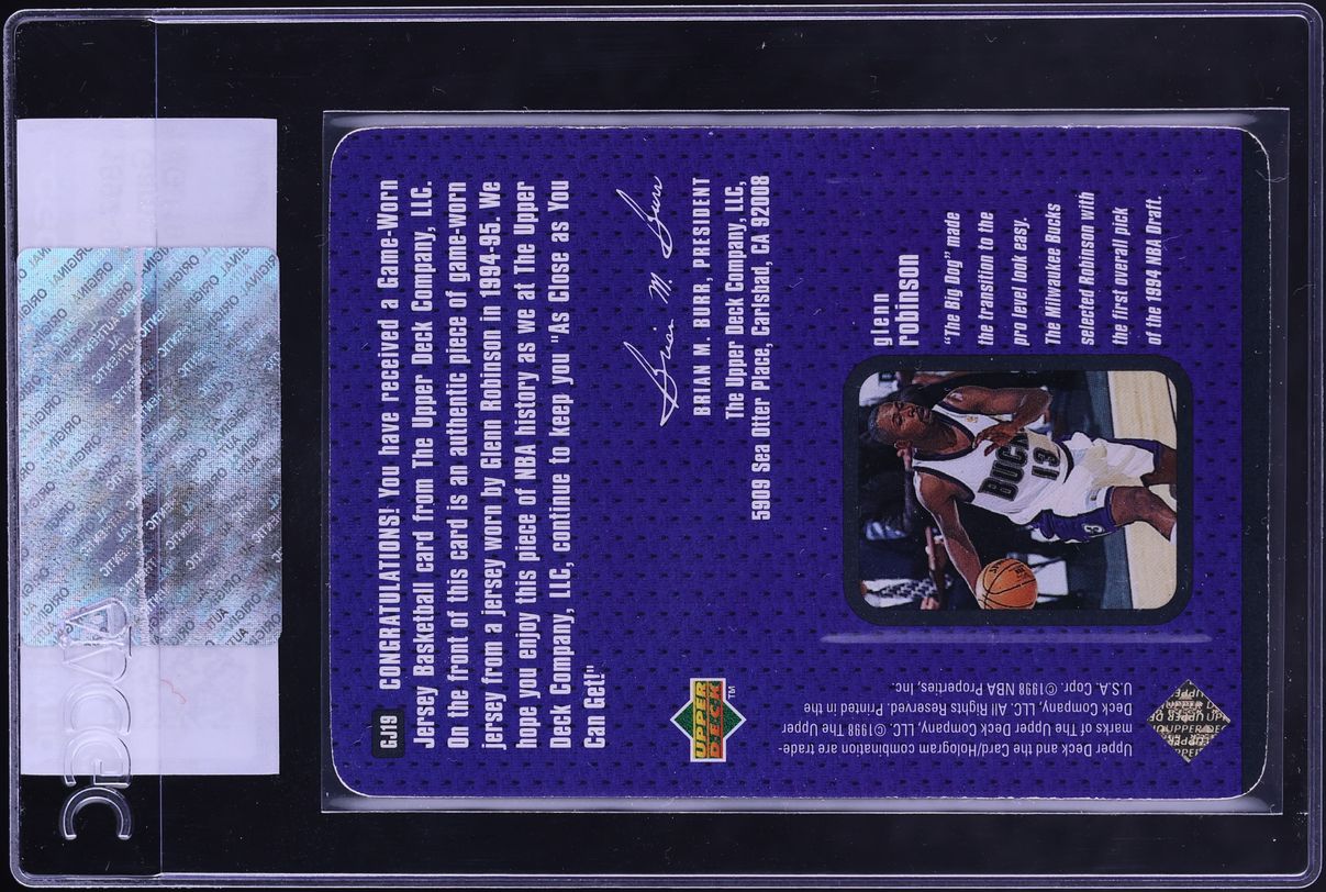 1997 Upper Deck Game Jerseys Glenn Robinson PATCH #GJ19 CGC AUTH - Photo 2
