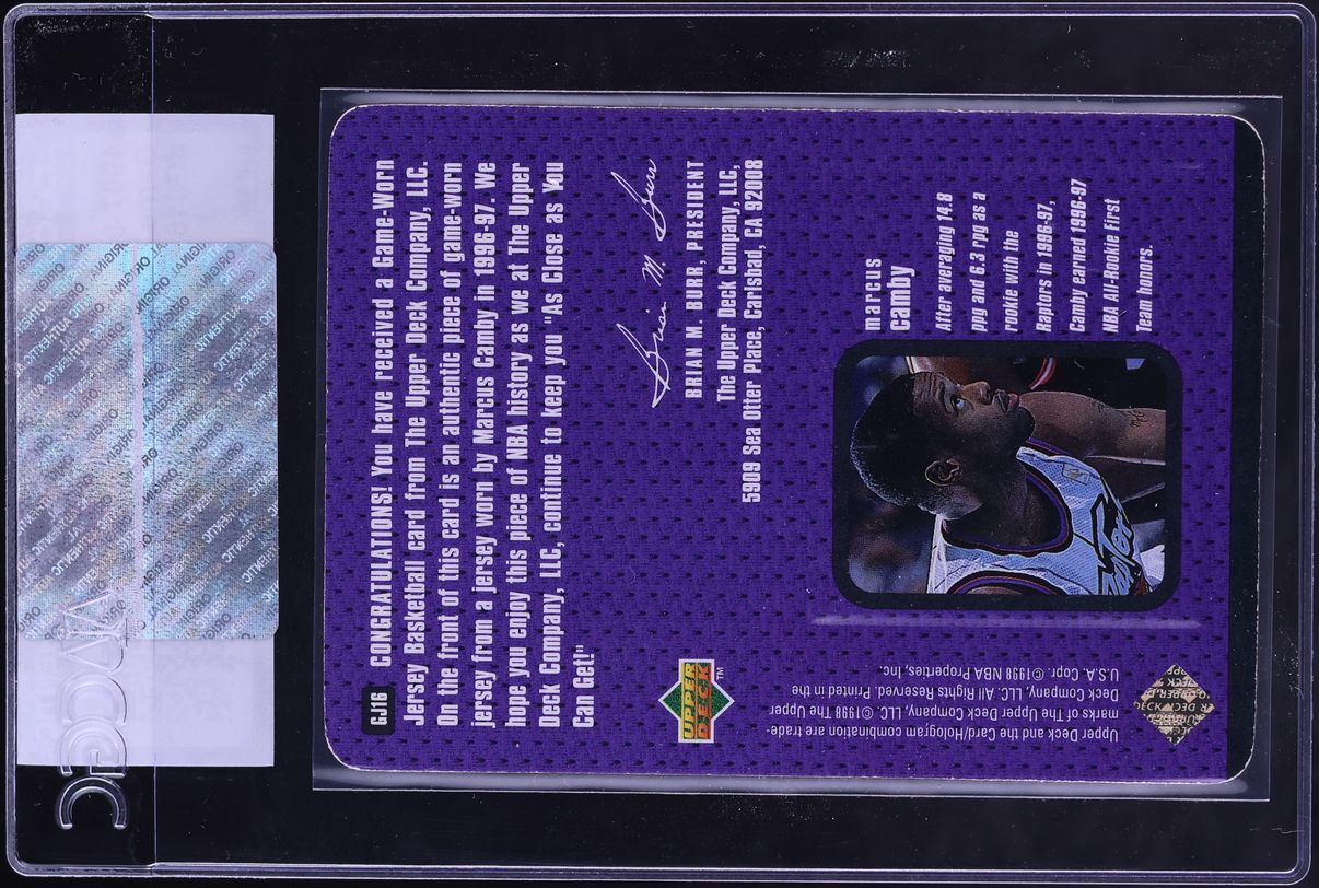 1997 Upper Deck Game Jerseys Marcus Camby PATCH #GJ16 CGC AUTH - Photo 2