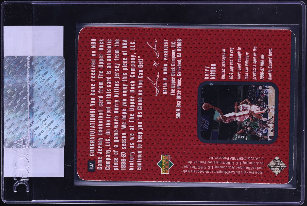 1997 Upper Deck Game Jersey Kerry Kittles PATCH #GJ7 CGC AUTH - Photo 2