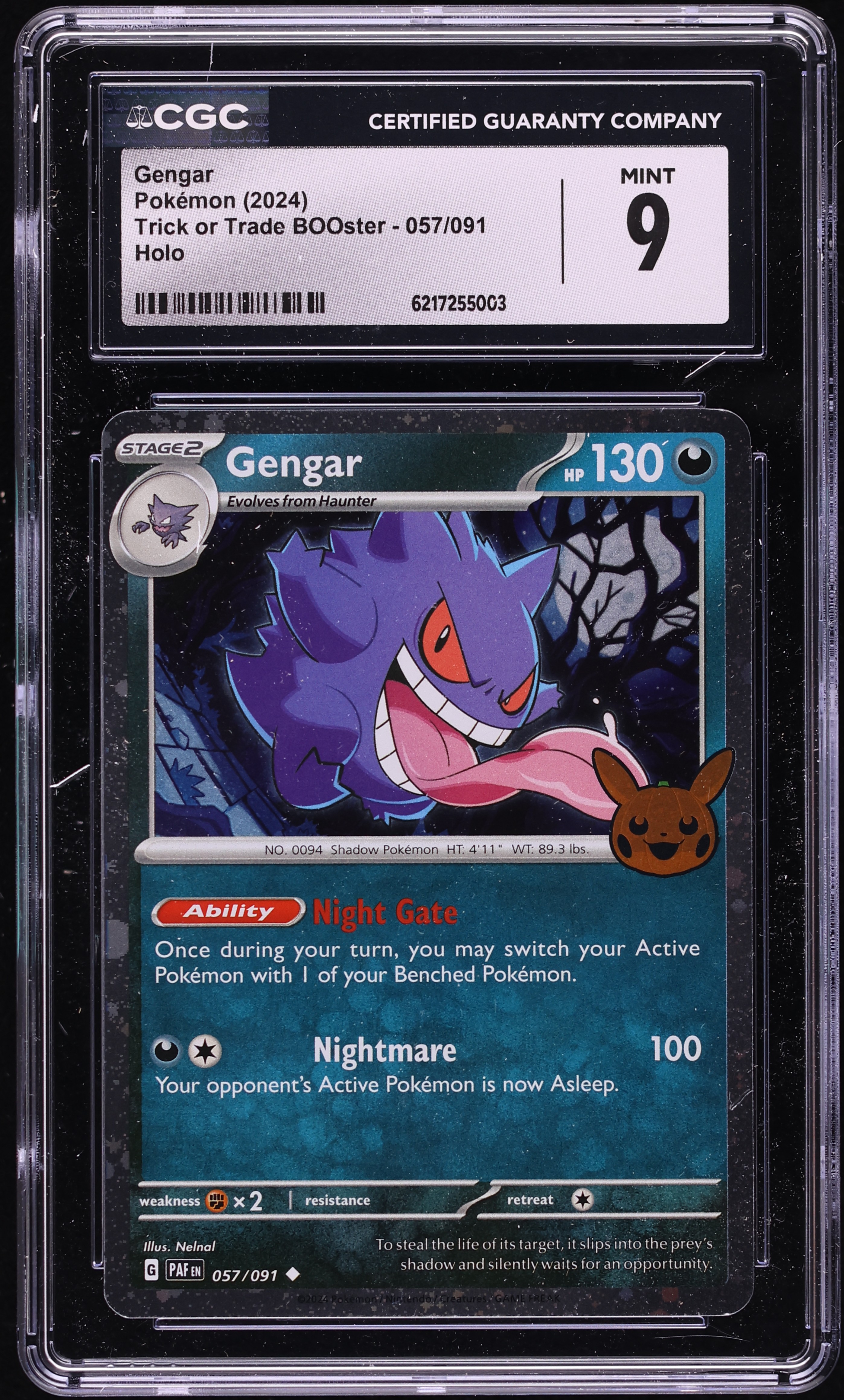 2024 Pokemon Scarlet & Violet Trick Or Trade BOOster Holo Gengar #57 CGC 9 MINT