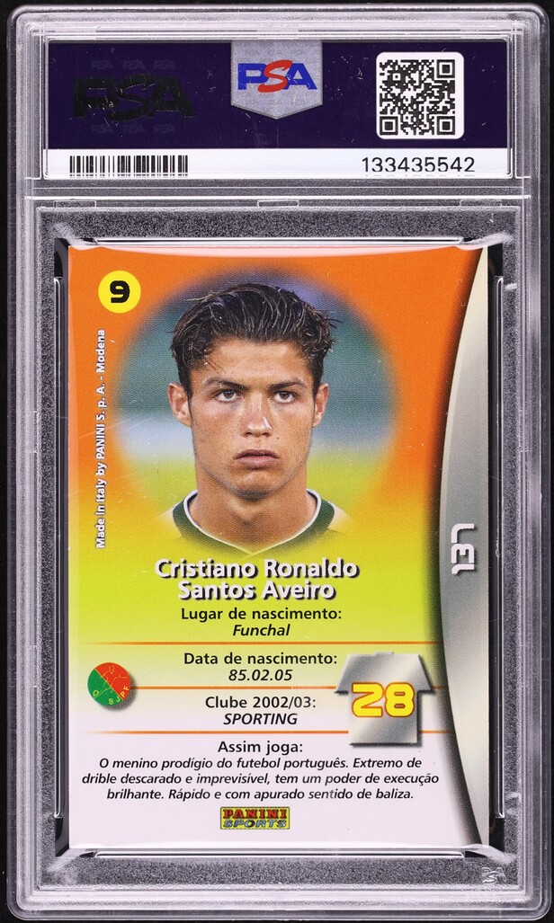 2002 Panini Sports Mega Craques Cristiano Ronaldo ROOKIE #137 PSA 9 MINT