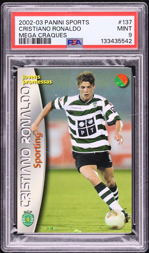 2002 Panini Sports Mega Craques Cristiano Ronaldo ROOKIE #137 PSA 9 MINT