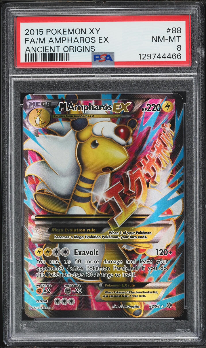 2015 Pokemon XY Ancient Origins Full Art M Ampharos Ex #88 PSA 8 NM-MT