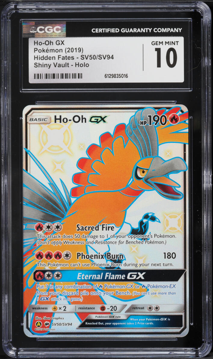 2019 Pokemon Sun & Moon Hidden Fates Shiny Ho-Oh GX #SV50 CGC 10 GEM MINT