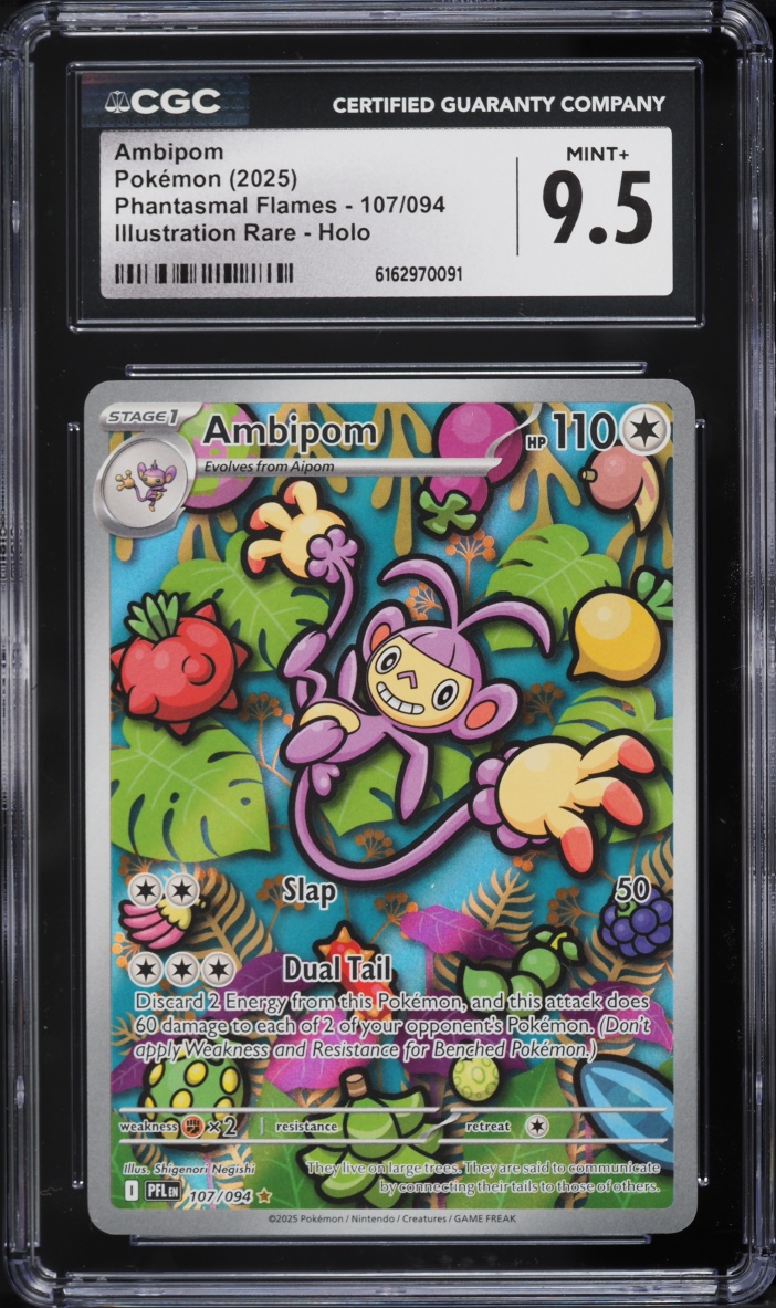 2025 Pokemon Mega Evolution Phantasmal Flames IR Ambipom #107 CGC 9.5 MINT+