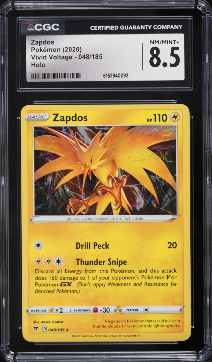 2020 Pokemon Sword & Shield Vivid Voltage Holo Zapdos #48 CGC 8.5 NM-MT+