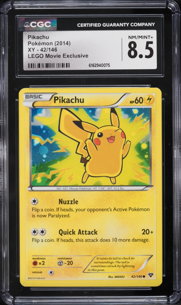 2014 Pokemon XY LEGO Movie Exclusive Pikachu #42 CGC 8.5 NM-MT+