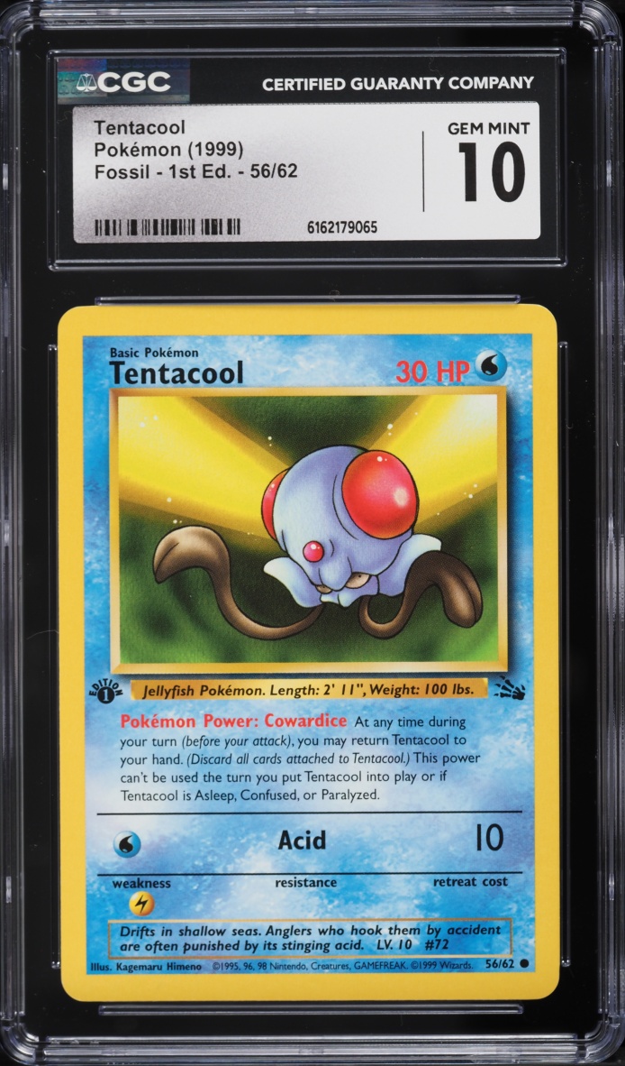 1999 Pokemon Fossil 1st Edition Tentacool #56 CGC 10 GEM MINT