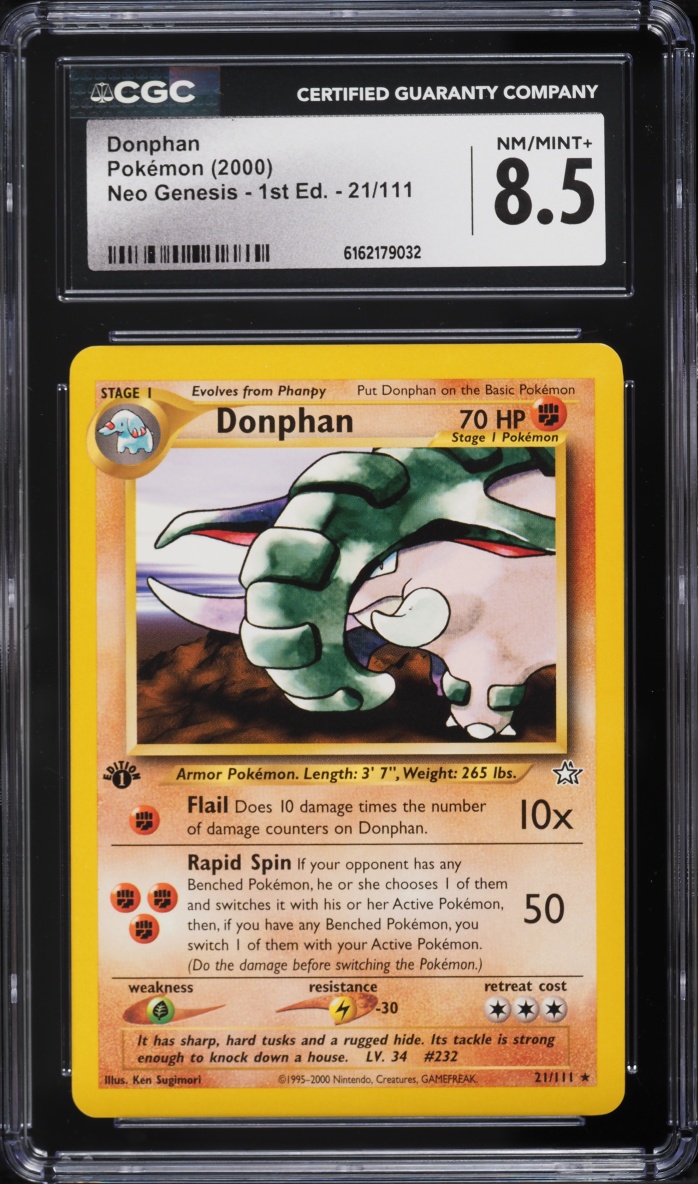 2000 Pokemon Neo Genesis 1st Edition Donphan #21 CGC 8.5 NM-MT+