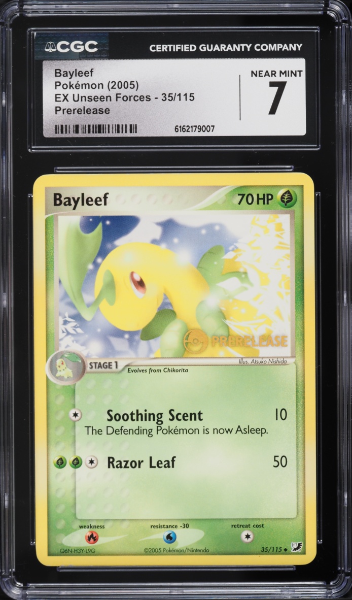 2005 Pokemon EX Unseen Forces Prerelease Bayleef #35 CGC 7 NRMT