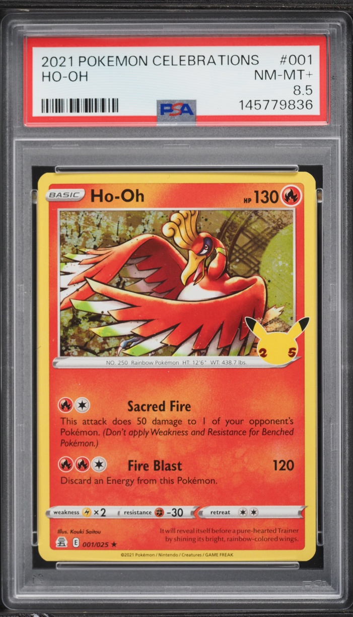2021 Pokemon Sword & Shield Celebrations Ho-Oh #1 PSA 8.5 NM-MT+