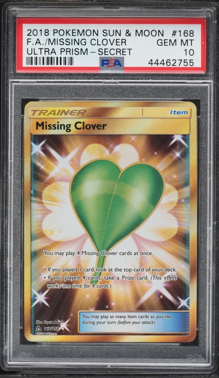 2018 Pokemon Sun & Moon Ultra Prism SEC Missing Clover #168 PSA 10 GEM MINT