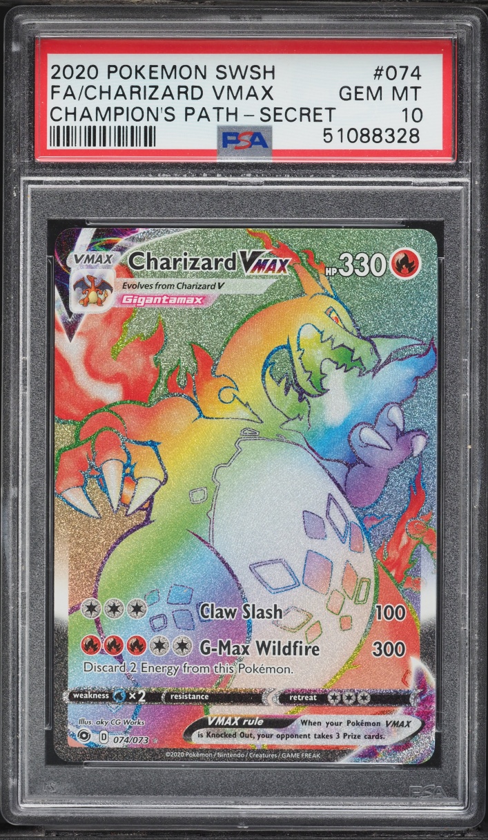 2020 Pokemon Sword & Shield Champion's Path Rainbow Rare Charizard VMAX #74 PSA 10 GEM MINT